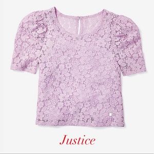 Lace puff sleeve top